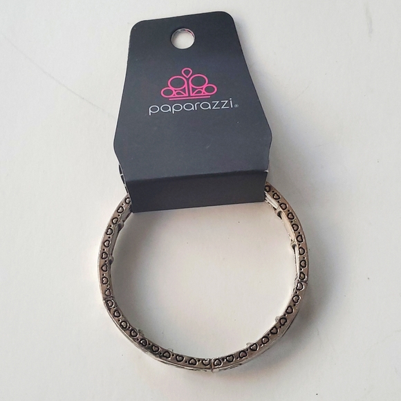 paparazzi Jewelry - Boutique Paparazzi Silver Tone Tarnished Scrollwork Stretchy Bracelet